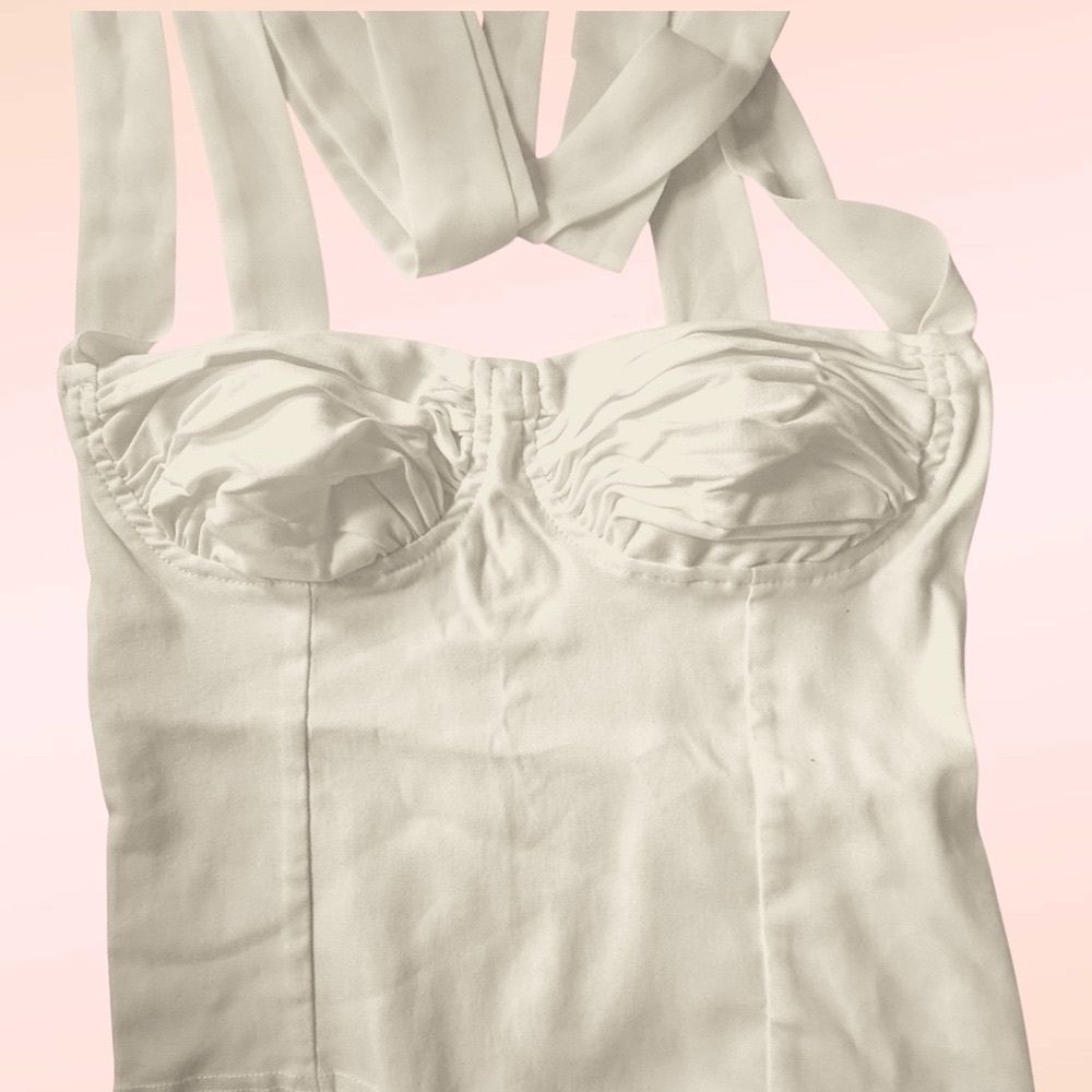 🔥 50% OFF | J.ING NWT Breezy Days White Tank Ruched Bust Corset Bustier Tie-Stra - Picture 9 of 10